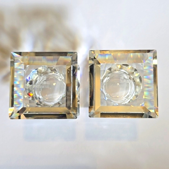 Swarovski Crystal Candle Holders Set Of 2 2.1"X 1.5"X 1.5" - Picture 5 of 7